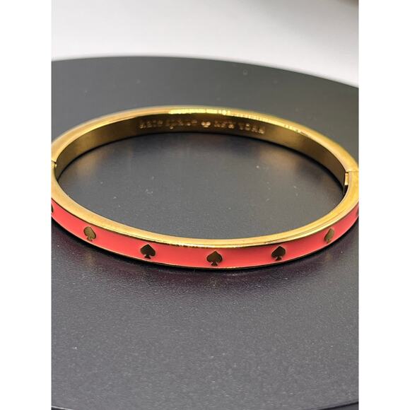 Kate Spade New York Pink Enamel Golf Spades Bangle Bracelet Spot The Spade - Picture 4 of 7